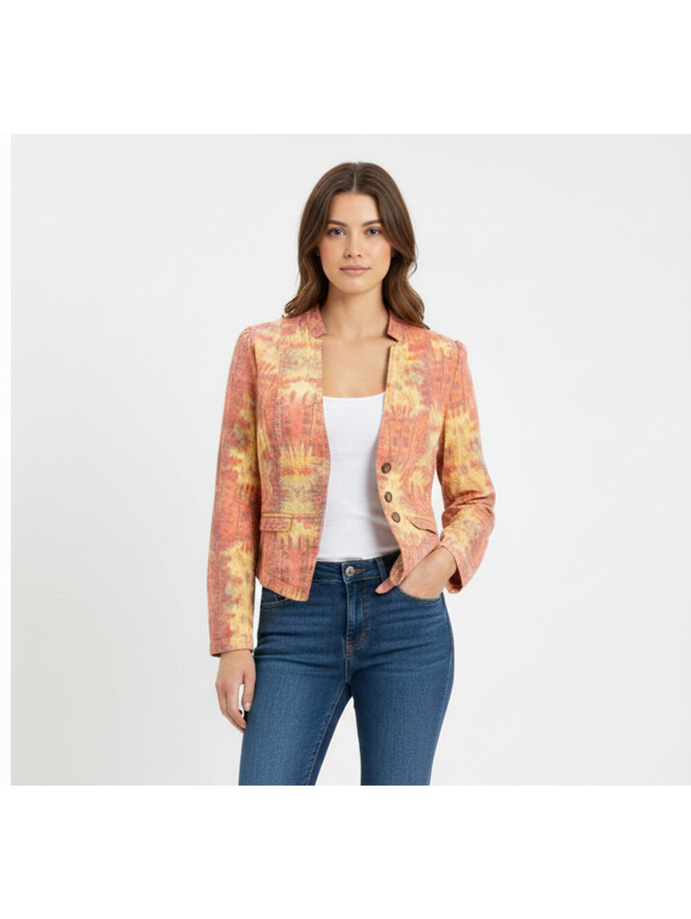 Free People Lightweight Jacket Blazer Womens 6 Tie Dye Colorful Abstract Artsy